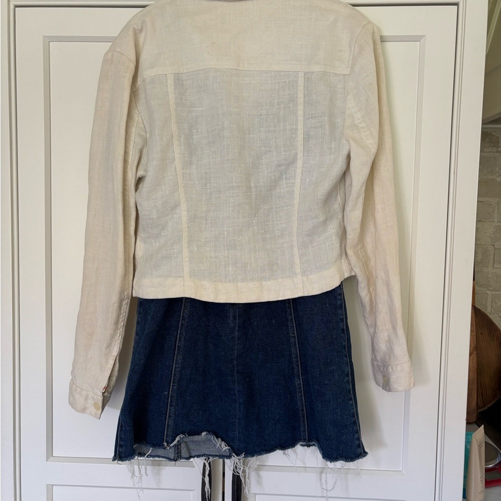 100% Linen vintage Espirit cream zip up Jacket size medium - Picture 4 of 4